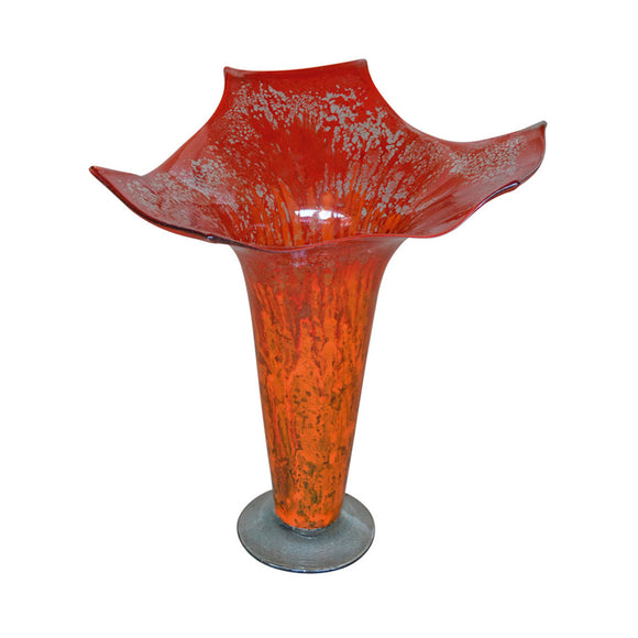 Orange Glow Glass Cut Vase