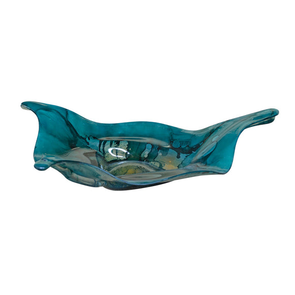 Turquoise Glass Triangle Bowl