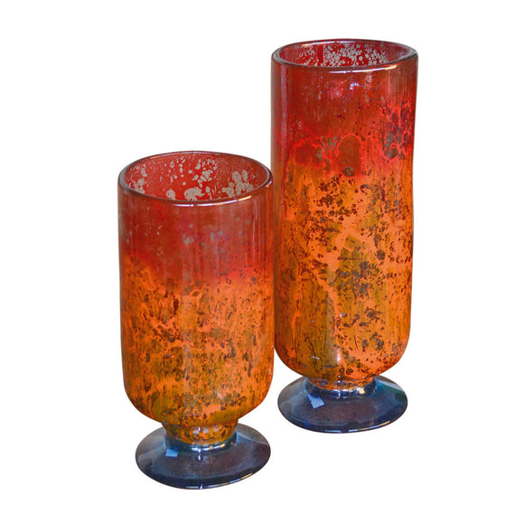 Orange Glow Glass Cylinders Cups / set of 2