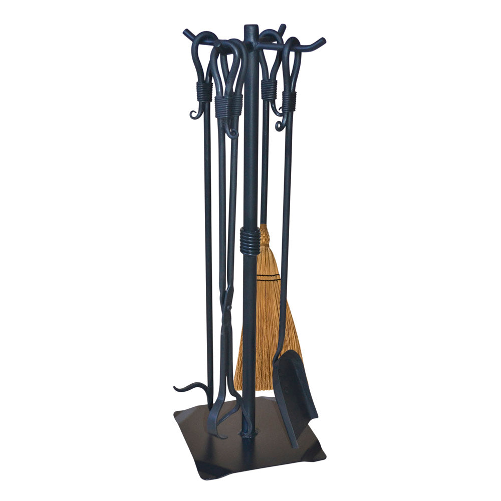 Shepherds Crook Firetool Set with Natural Broom